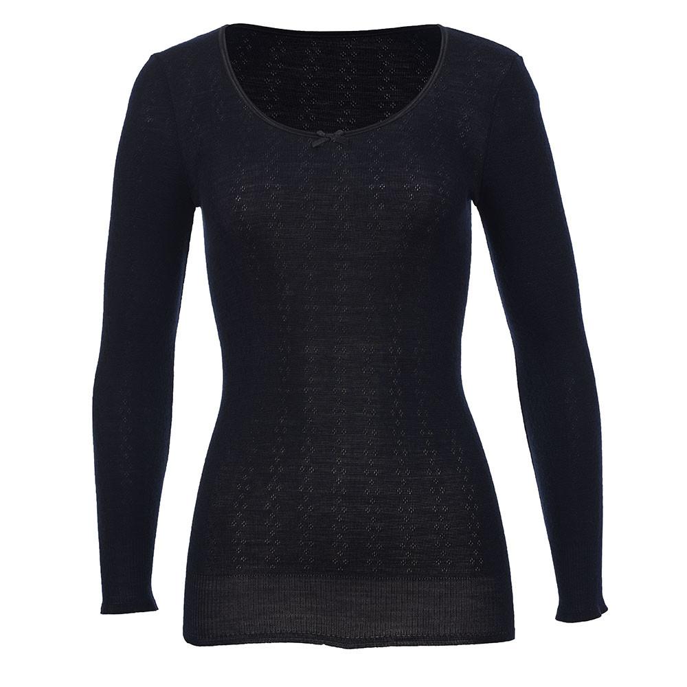 Thermo Fleece® - Long Sleeve Satin Bound Neck - Merino Wool - Black