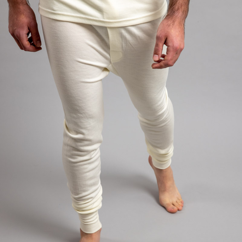 Front view of white Thermo Fleece – Men’s Long John – 100% Merino