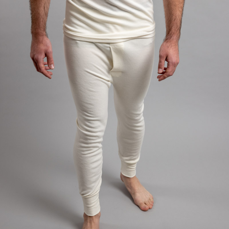 Front view of white Thermo Fleece – Men’s Long John – Rich Merino Blend