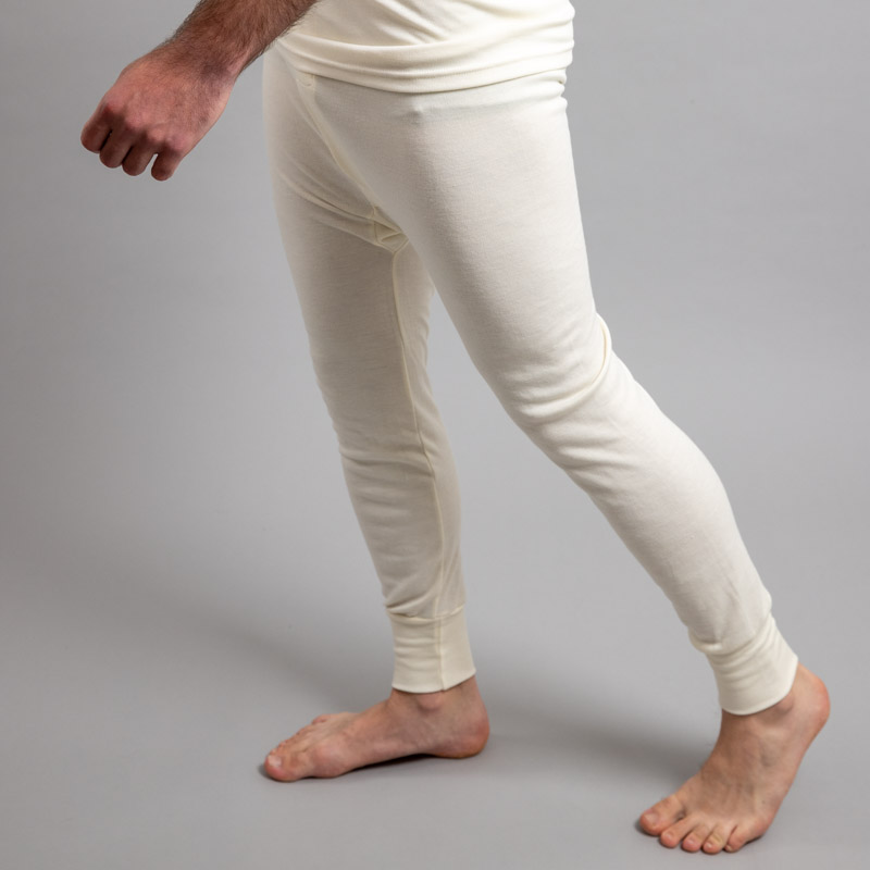 Side view of white Thermo Fleece – Men’s Long John – Rich Merino Blend