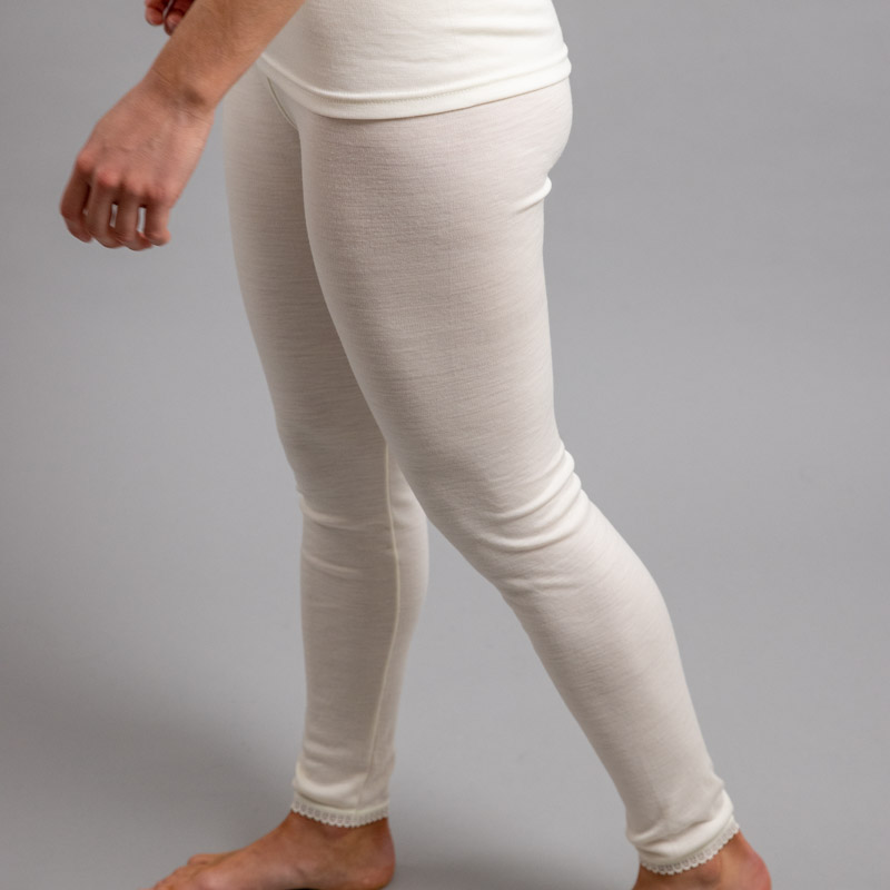 Side view of white Thermo Fleece – Ladies Long John - 100% Merino Wool