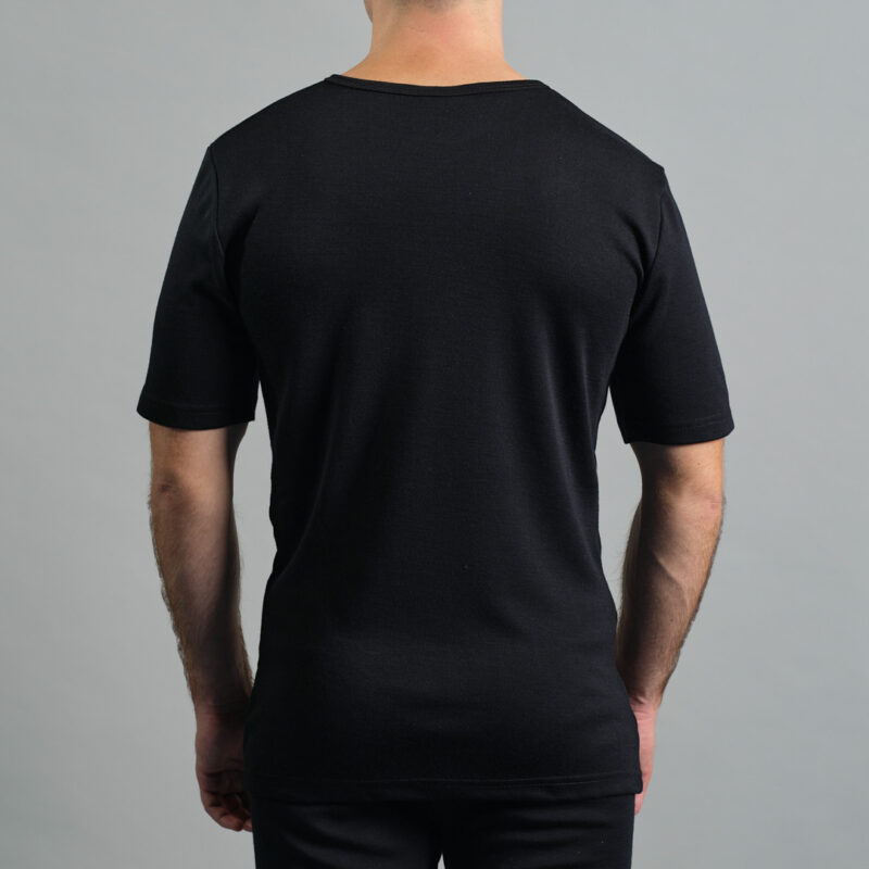 Merino Skins Lite mens black short sleeve t shirt – rear