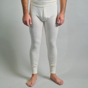 front view of a male wearing white Thermo Fleece men's long johns