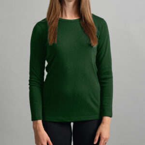Merino Skins Lite ladies green pastures long sleeve t shirt – front view