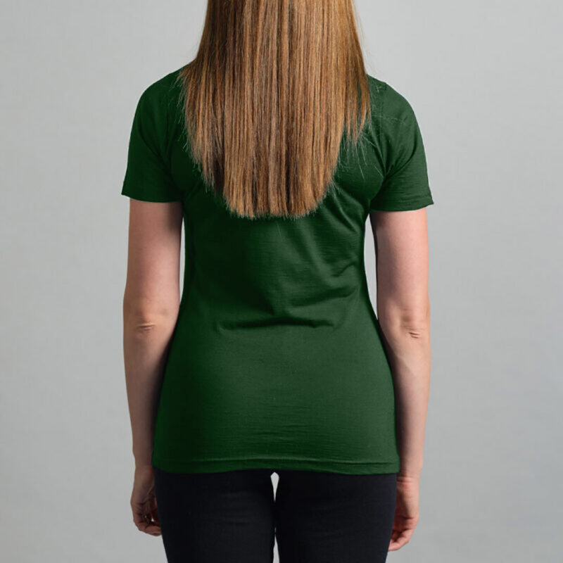 Merino Skins Lite ladies green pastures short sleeve t shirt – back view