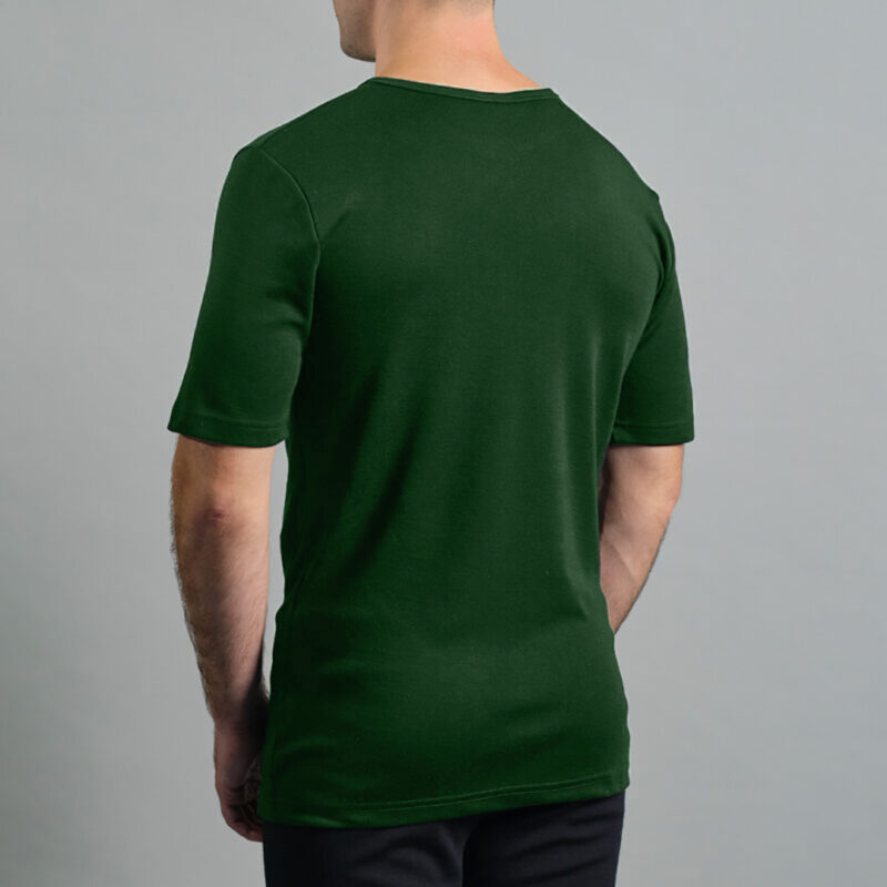 Merino Skins Lite mens green pastures short sleeve t shirt – back view