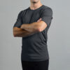 Merino Skins Lite mens charcoal grey short sleeve t shirt – front angled