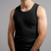 front view of black Thermo Fleece – Men’s Merino singlet – 100% Merino Wool