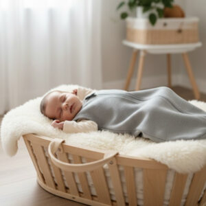 baby in a merino sleeping bag