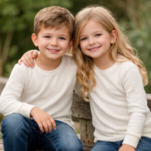two kids wearing Ktena unisex long sleeve thermal tops