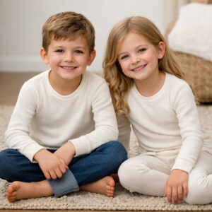 two kids wearing Ktena unisex long sleeve thermal tops